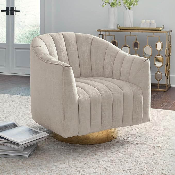 Signature Design by Ashley Penzlin Swivel Accent Chair, Beige