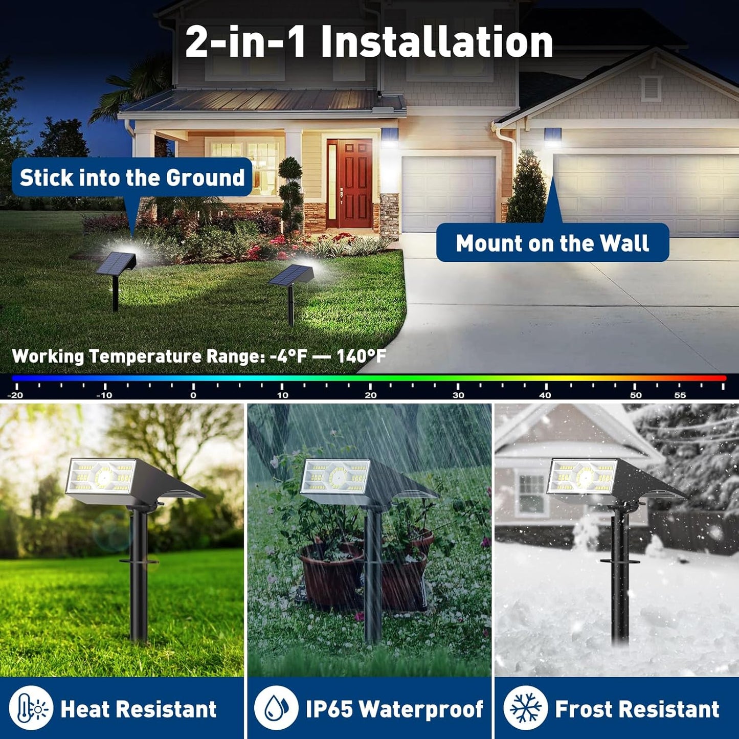 Solar Spot Lights Outdoor, 6 Pack Outdoor Solar Lights for Yard Waterproof, 4 Lighting Modes Solar Landscape Spotlights, Auto On/Off Solar Powered Flood Lights Garden Pathway (Cool White)