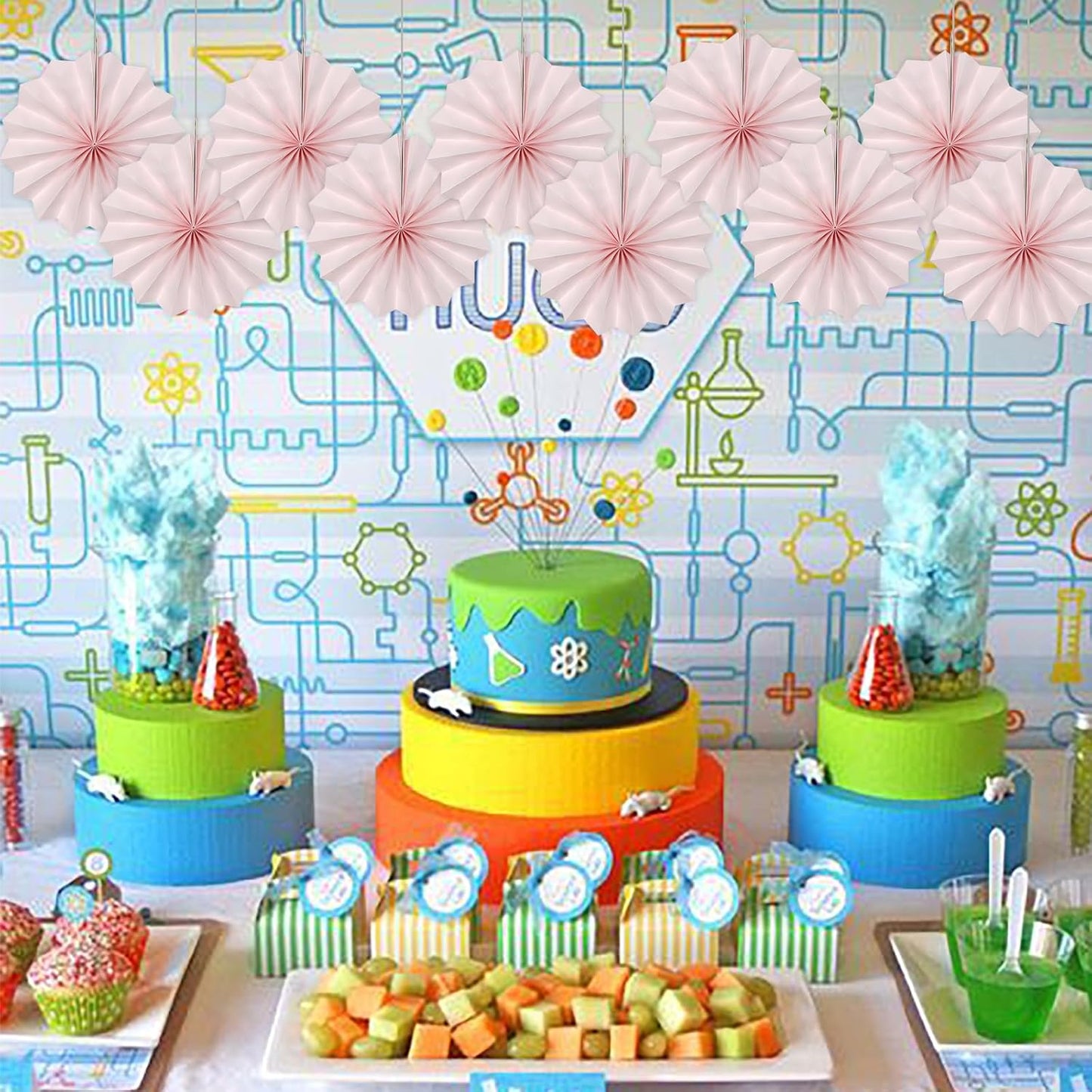 Pink Birthday Decorations,DIY Pink Paper Fans Hanging Decoration ,Party Supplies Party Fans 8in, Pink Christmas,Wedding Graduation Events Accessories 30 Color DIY Set (Baby Pink)