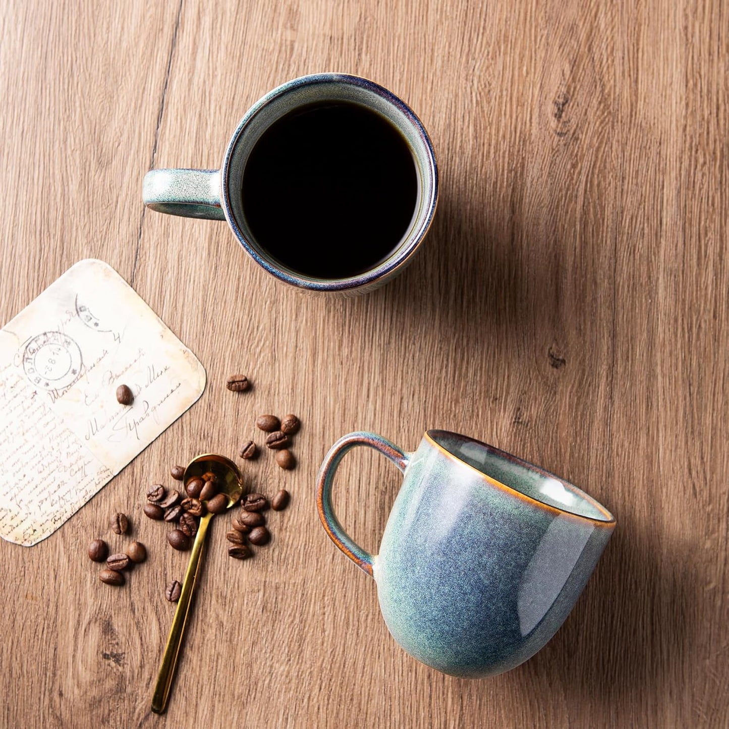 AmorArc 12oz Coffee Mugs, Ceramic Coffee Mugs set of 6 for Man, Woman, Dad, Mom, Modern Coffee Mugs with handle for Latte/Cappuccino/Milk/Cocoa. Dishwasher&Microwave Safe, Ceylon Blue