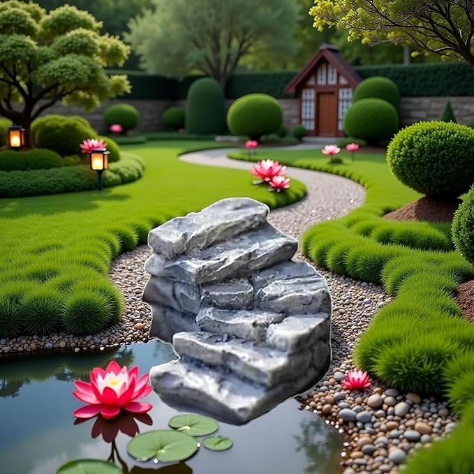 Curved Stone Steps Miniature Fairy Garden Accessories,Miniature Pond Lawn Garden Ornament Figurines, Micro Landscape Ornaments for Gardens DIY Kit Statues，Gardens Sculptures and Statues