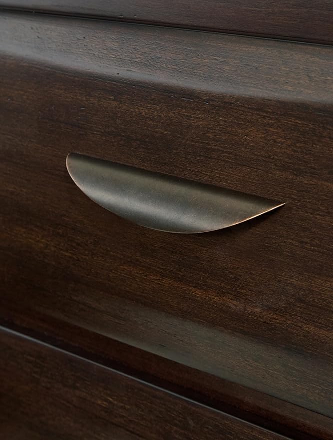 Signature Design by Ashley Vanmore Contemporary 2-Drawer Nightstand with Felt-Lined Top Drawer, Dark Brown