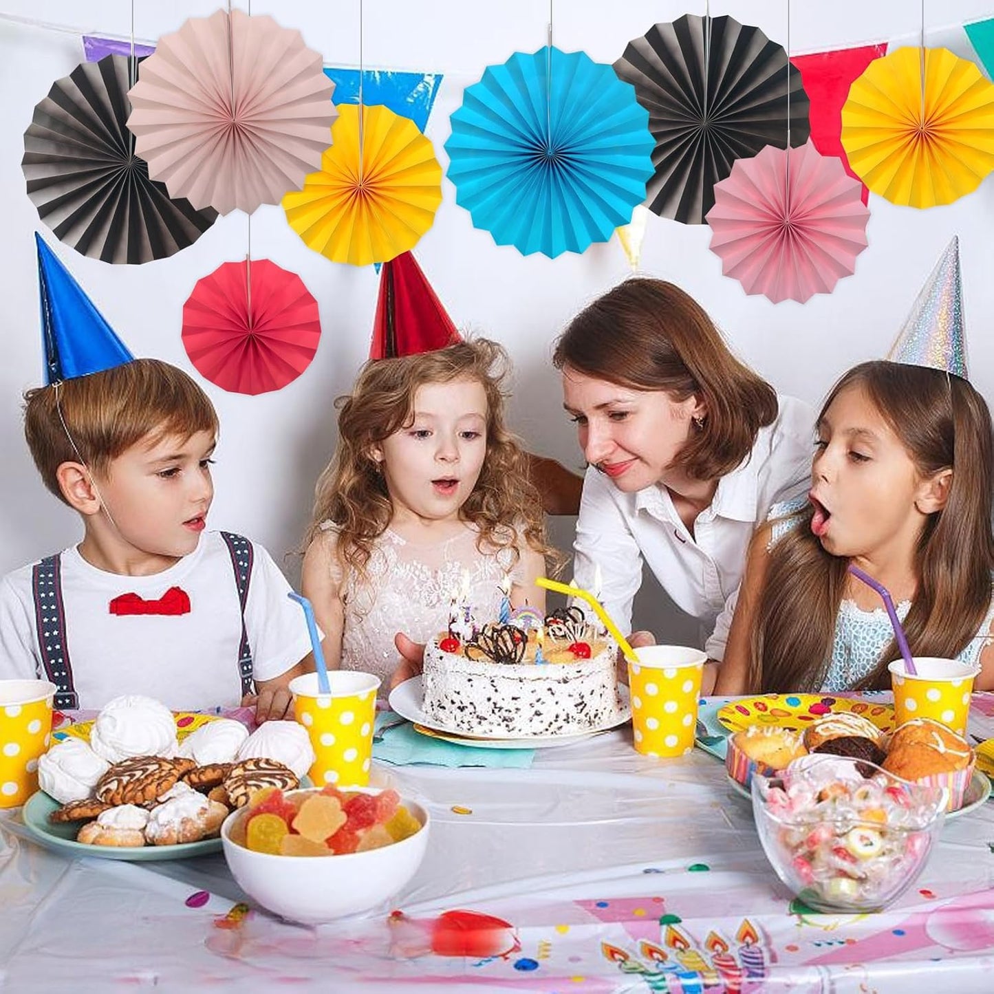 Coffee Party Decorations,Coffee Birthday Decorations,Party Events Accessories,Coffee Themed Party Decorations,Coffee Party,Friends Themed Party12in Hanging Paper Fans 30 Color DIY Set(Coffee))