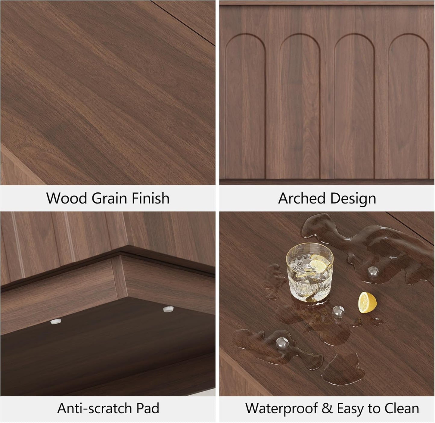 Lift Top Coffee Table with Storage, Mid Century Modern Coffee Table with Arched Design, 31.5" Square Tea Table with Wood Grain, Multifunctional Center Table for Living Room, Office, Walnut