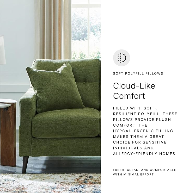 Signature Design by Ashley Bixler Mid-Century Modern Tufted Loveseat with 2 Toss Pillows, Green