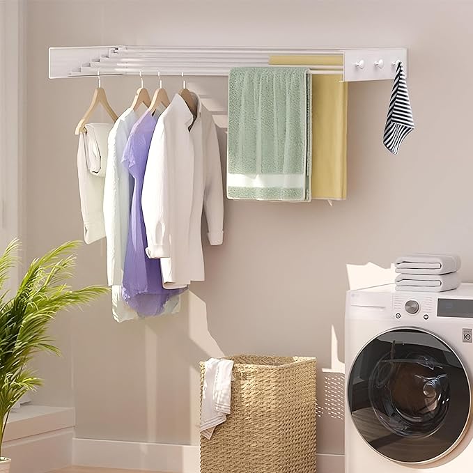 Upgrade 6 Knob Hooks Laundry Drying Rack Clothing