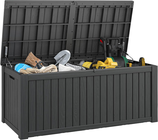 Outdoor Storage Box, 180 Gallon Deck Box, Waterproof and UV Resistant Large Resin Storage Bin, Organization and Storage for Patio Furniture, Outdoor Cushions, Garden Tools, Lockable