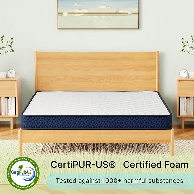 Signature Design by Ashley Full Size Firm 6 Inch Memory Foam Mattress, Super Soft Foam with Breathable Quilted Cover, Fiberglass Free, Mattress A Box, Adjustable Base Compatible, Limited Warranty