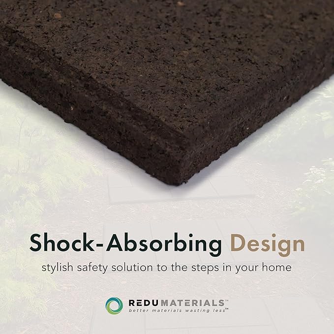 Garden Central 4-Pack 24”x10” Fake Cobblestone Rubber Stair Treads, Rectangular, Brown – Reversible Non-Slip Faux Stepping Stones for Landscaping Pathways – DIY Decor for Indoor & Outdoor Steps