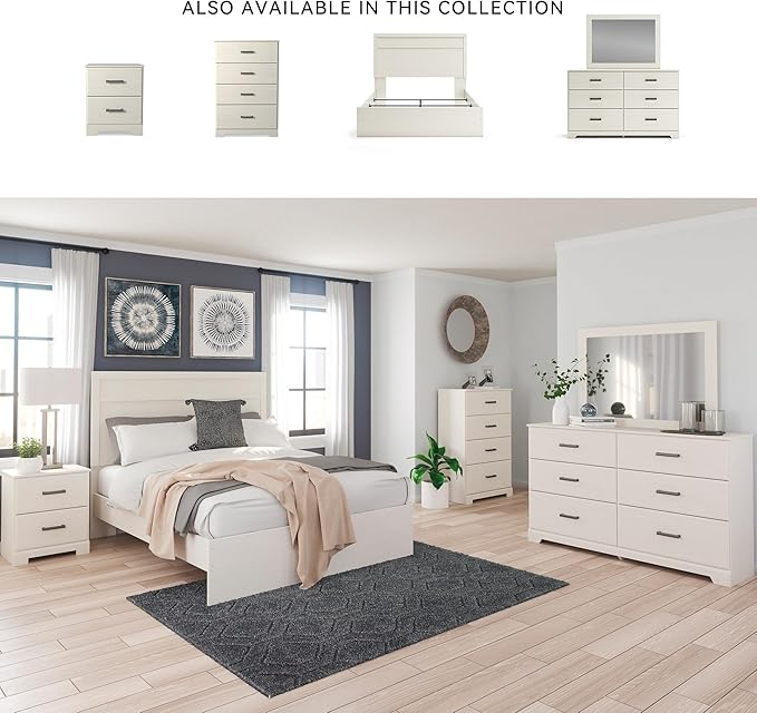 Signature Design by Ashley Stelsie Contemporary 2 Drawer Nightstand, 24.41" Tall, White