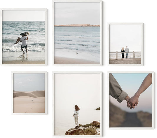 HAUS AND HUES White Frames for Gallery Wall - Set of 6 Picture Collage Frames for Wall, picture Frame Sets for Wall Collage, Gallery Wall Frame Set (Two 8x10, Two 11x14, Two 12x16 Framed White)