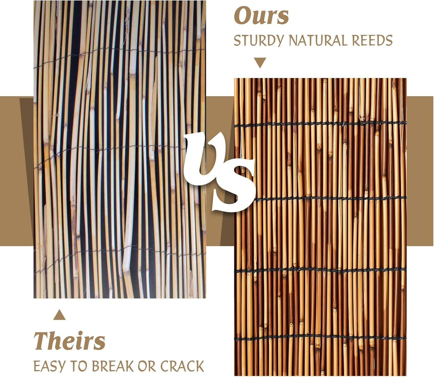 Natural Reed Fencing Rolls,4.6FT X 16.4FT Reed Screen Curtain Fence Covering Privacy Bamboo for Outdoor Backyard Patio（Brown）