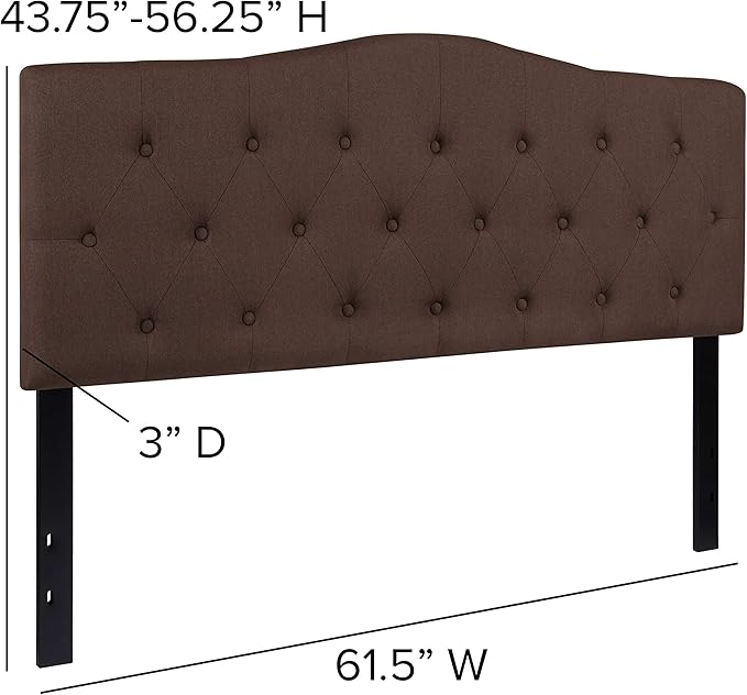 Flash Furniture Cambridge Tufted Upholstered Queen Size Headboard in Dark Brown Fabric