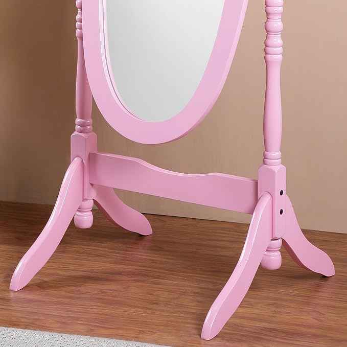 Roundhill Furniture Queen Anna Style Floor Cheval Mirror, Pink