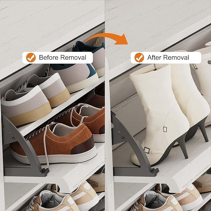 GarveeHome Shoe Cabinet with 6 Flip Drawers, Wooden Shoe Organizer Cabinet with Adjustable Shelf, Shoe Storage for Entryway, Hidden Shoe Cabinet for Hallway, Living Room, White
