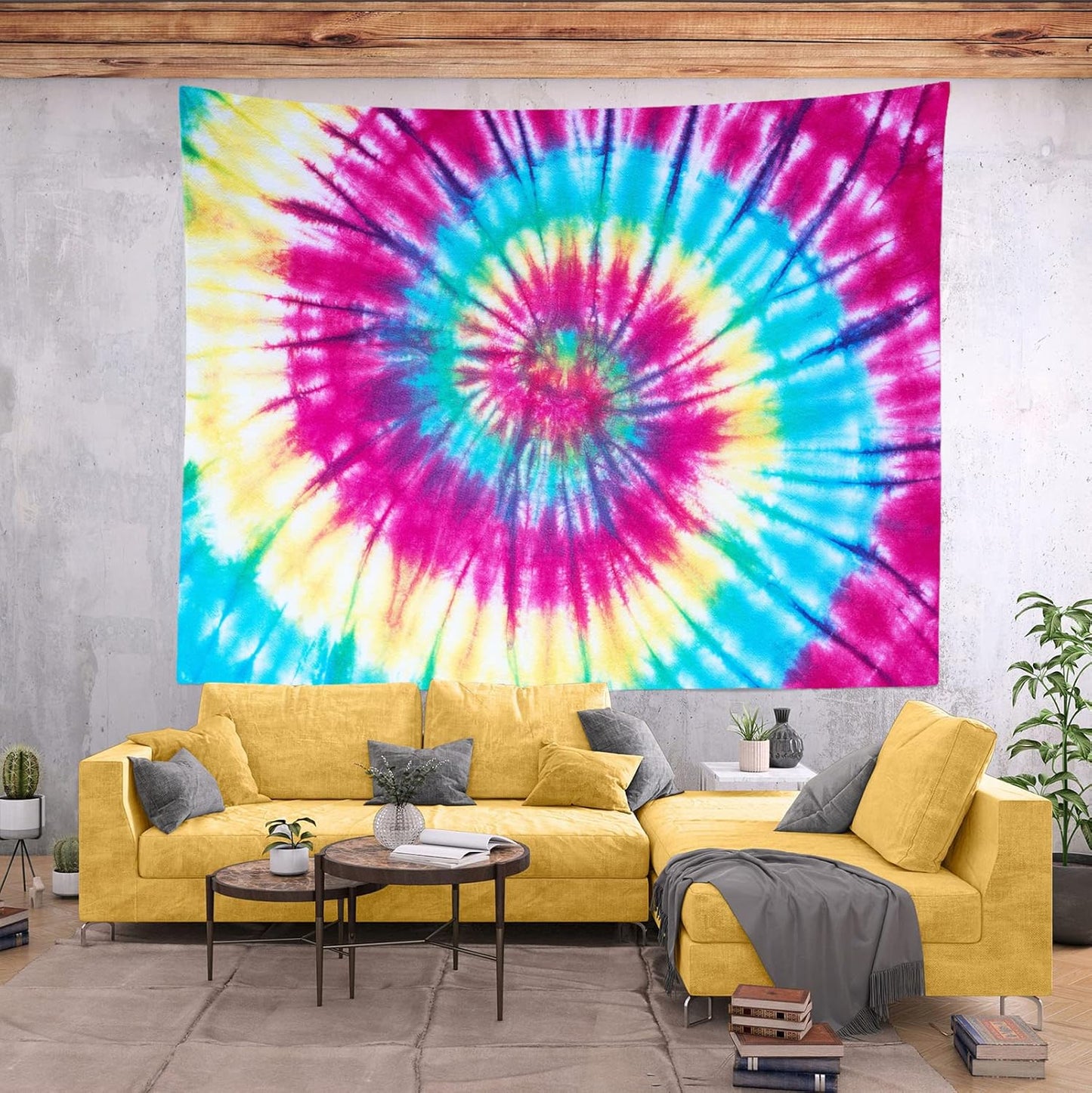 BELECO Tie Dye Tapestry Wall Hanging Fabric 60x40 Inch Colorful Spiral Tie Dye Tapestry Hippi 60s Themed Party Decorations Rainbow Tapestry Art Wall Decor for Bedroom Aesthetic Living Room Dorm