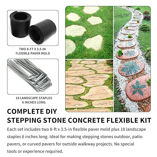 Concrete Molds for Pavers,Set of Flexible Stepping Stone Molds for Concrete,DIY Garden Pavers (16 Feet)