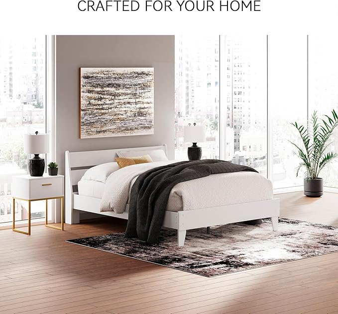 Signature Design by Ashley Socalle Casual Queen Panel Platform Bed, Foundation or Box Spring Not Needed, White