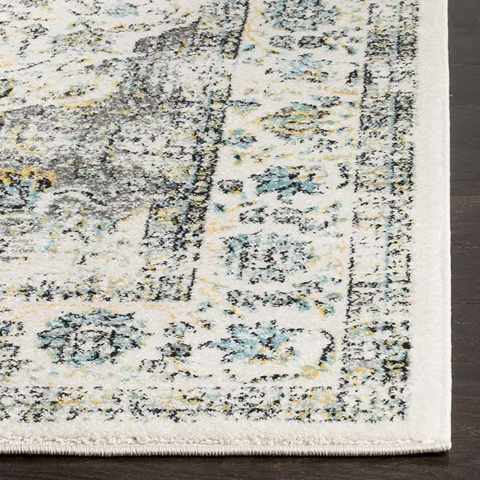 SAFAVIEH Area Rug 3x5 - Evoke Collection - Grey & Gold, Shabby Chic Oriental Medallion Design, Non-Shedding & Easy to Clean, Ideal for Living Room, Bedroom, Dining Space (EVK220B)