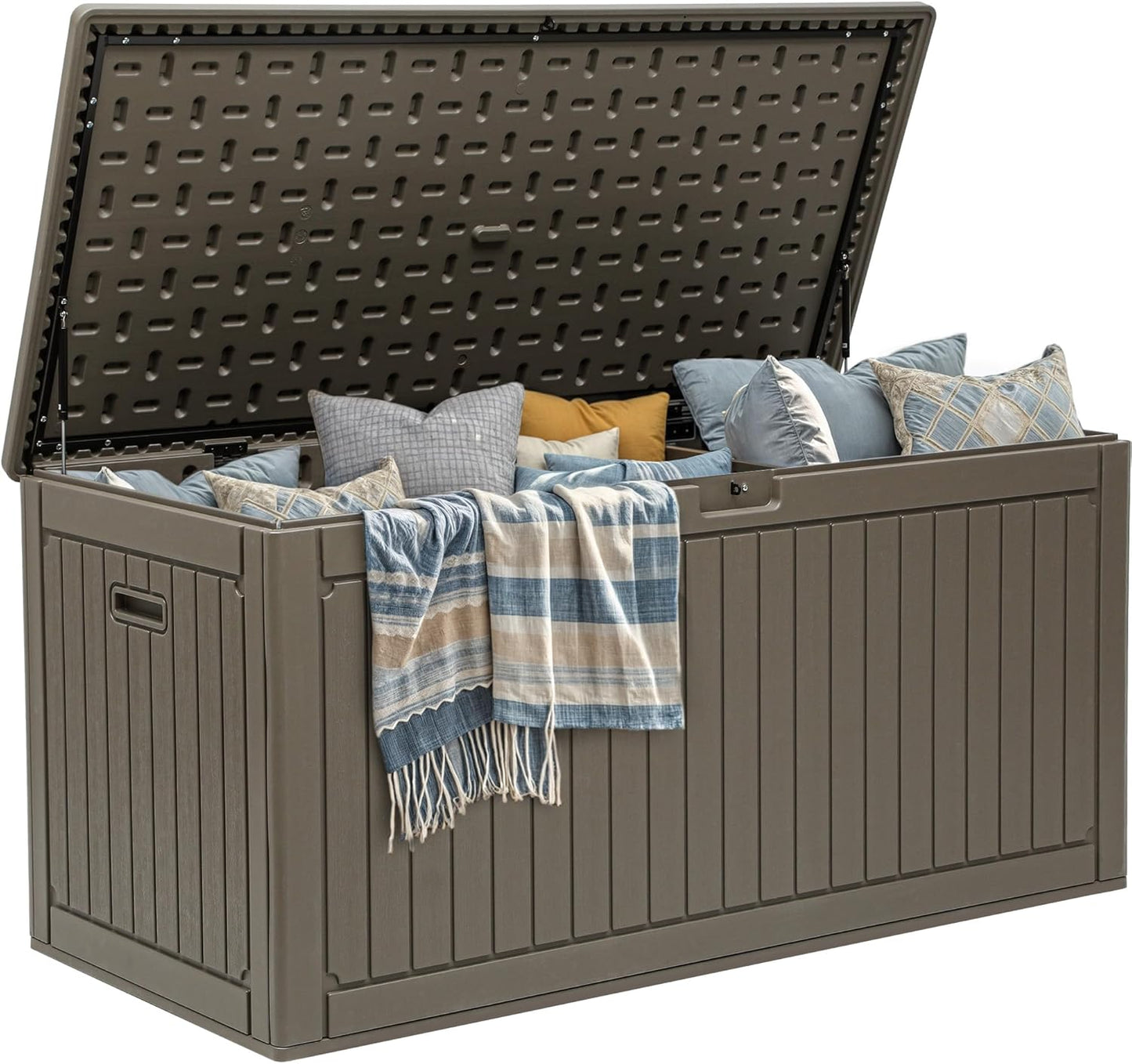 YITAHOME 260 Gallon Double-Wall Deck Box with Divider & Side Handles, Outdoor Large Storage for Patio Furniture Cushions, Garden Pool Accessories, Water Resistant & Lockable