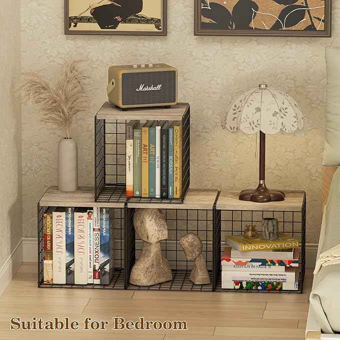 Dmevkic 2 Cube Small Bookcase,Bookshelf for Small Spaces Book Shelf,12.2 x 12.2 x 12, DIY Variable Stackable Cube Storage for Living Room,Office,Bedroom