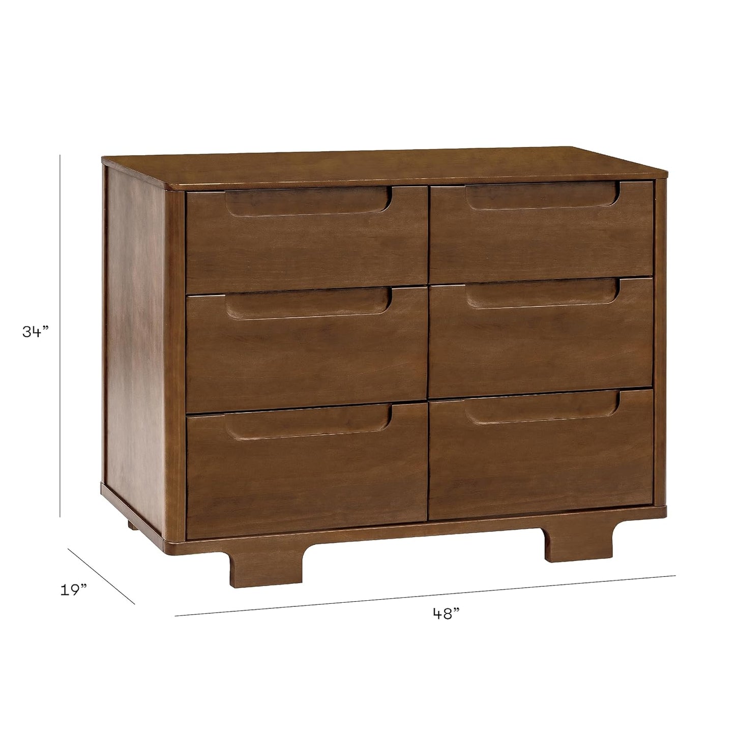 babyletto Yuzu 6-Drawer Dresser in Natural Walnut, Greenguard Gold Certified