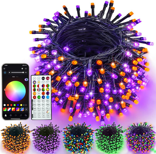 YIQU Smart Color Changing Halloween Lights, 66 FT 200 LED RGB Christmas String Lights with Remote App Control & Timer, Music Sync Multiple Modes Twinkle Light Waterproof Indoor Outdoor Decor