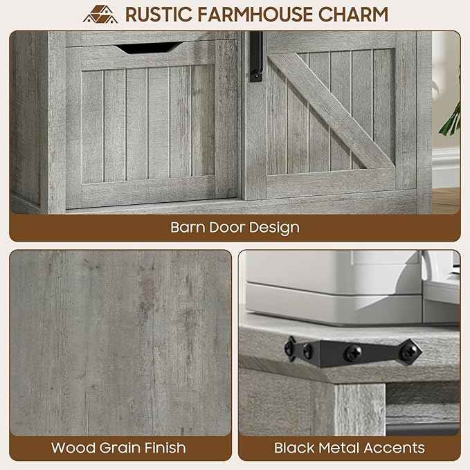 Vabches Lateral File Cabinets with Adjustable Shelf, Farmhouse Filing Cabinet for Home Office, Filing Organization Storage Cabinets with Sliding Barn Door for Hanging Files Letter/A4.