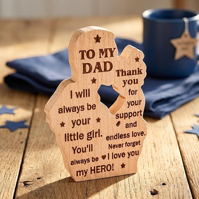 To my dad from daughter wooden plaque, best dad ever gifts, father's day present ideas, Daddy Papa Pop Old Man wood sign decor, thank you gifts for men, meaningful family keepsake display home