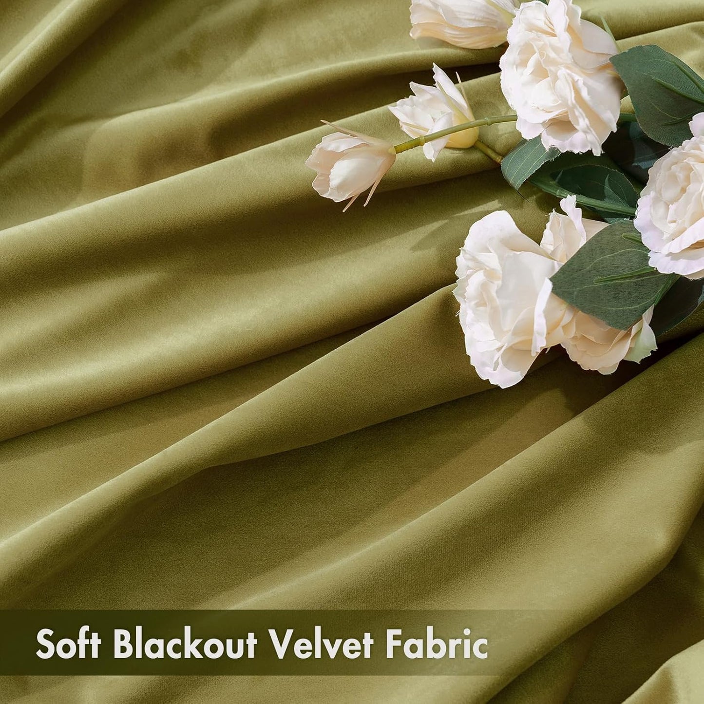 MIULEE Moss Green Velvet Curtains Thermal Insulated Blackout Curtain Drapes for Bedroom Living Room Darkening 96 Inches Long Curtains Panels Rod Pocket Set of 2