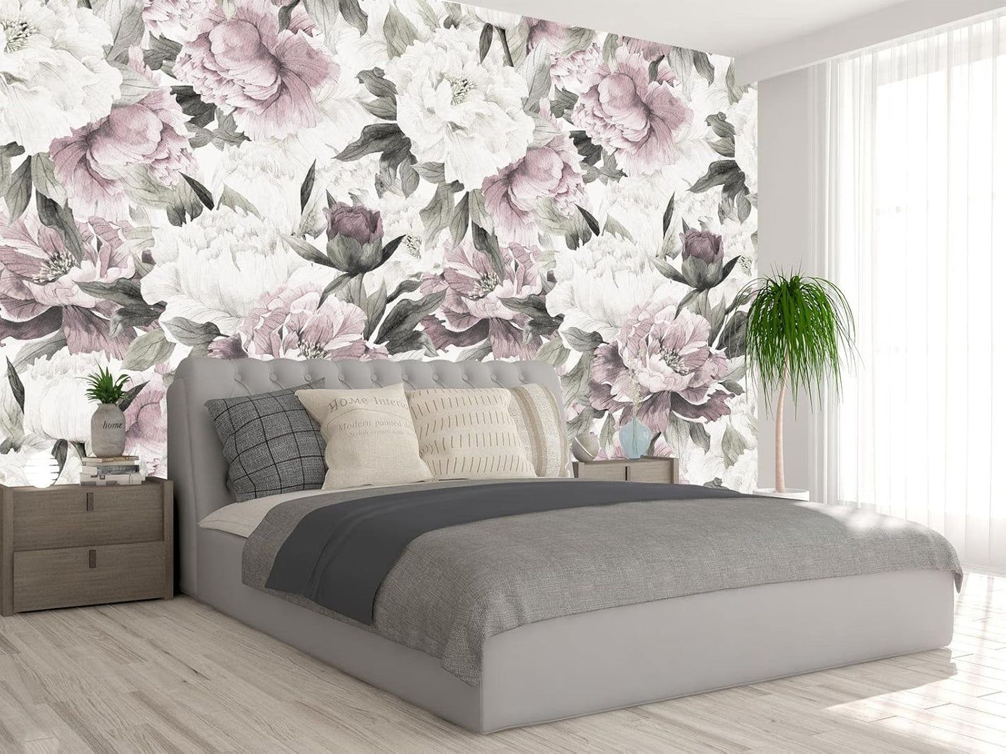 Cliouar-Vintage Purple Pink Rose Bedroom Living Room Decor Wallpaper Mural Bedroom Living Room Decor Peel and Stick 98" x 58"