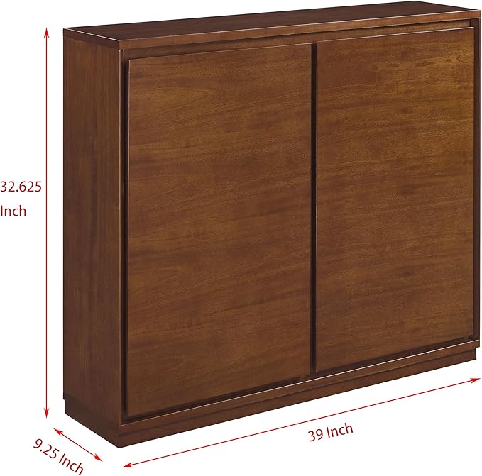 Ball & Cast 39″ Narrow Sideboard Cabinet with 2 Doors and 2 Outlet Holes, Mid Century Modern Credenza & Buffet Storage Cabinet for Living Room, Entryway,Kitchen Coffee Bar & Hallway, Walnut