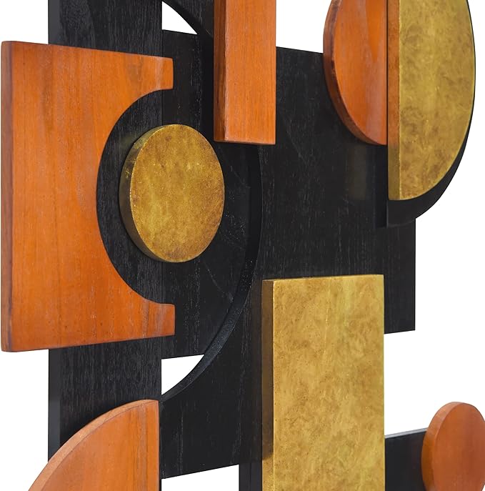 Empire Art Direct "Amber Embraces I" Handmade Dimensional Solid Paulownia Wood Abstracts Wall Art, Ready to Hang, Living Room, Bedroom & Office, 48" x 24"x 1.42"