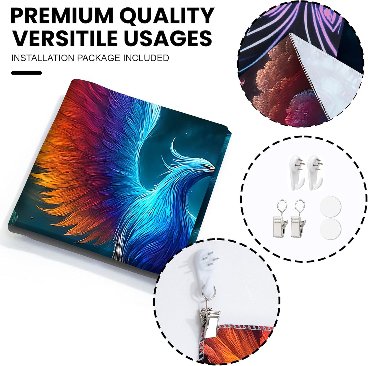 Blacklight Tapestry,WingTapestry Glow In The Dark,UV Reactive Black Light Upright Posters Wall Hanging for Bedroom Dorm Living Room Backdrop Decor (wing17, 59L" x 51W")