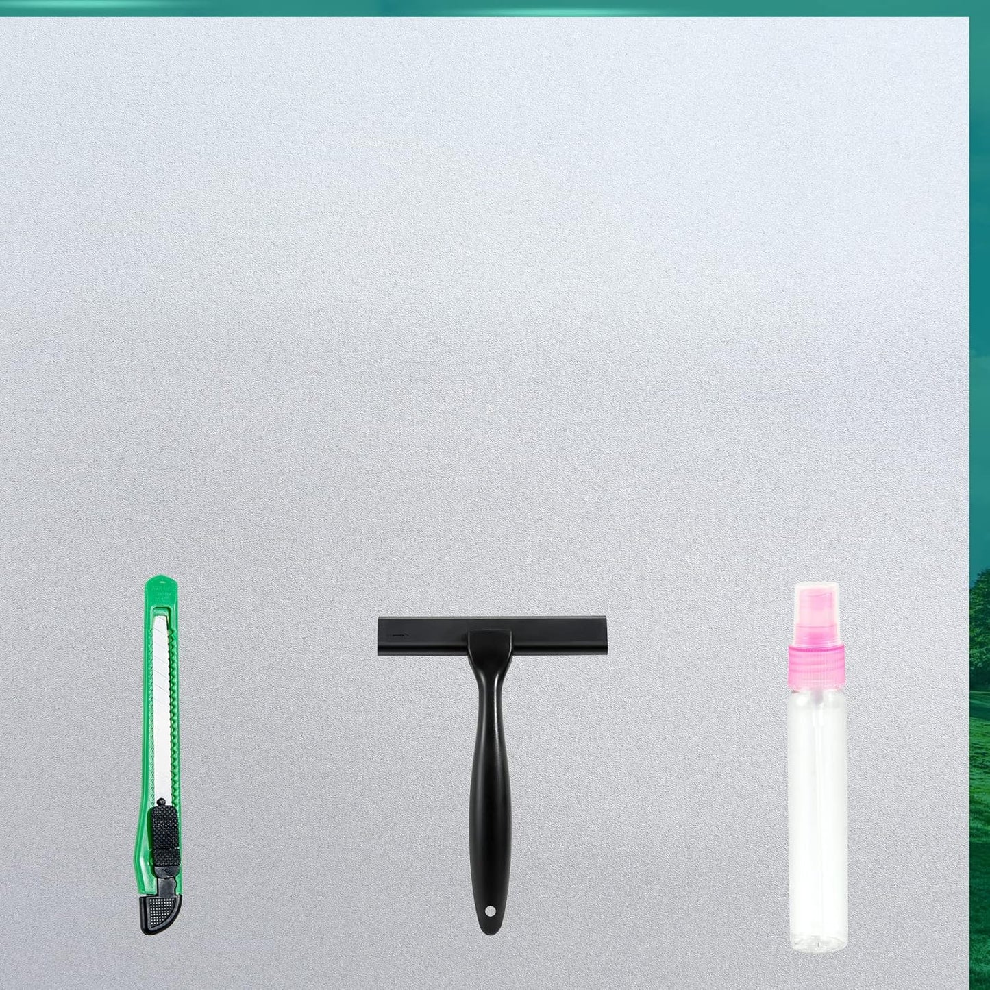 Frosted Glass Window Film with Tools,Reusable Window Privacy Film,Static Clings Window Film Kit for Home Bathroom and Office. (Pure, 35.4Inch×196.9Inch)