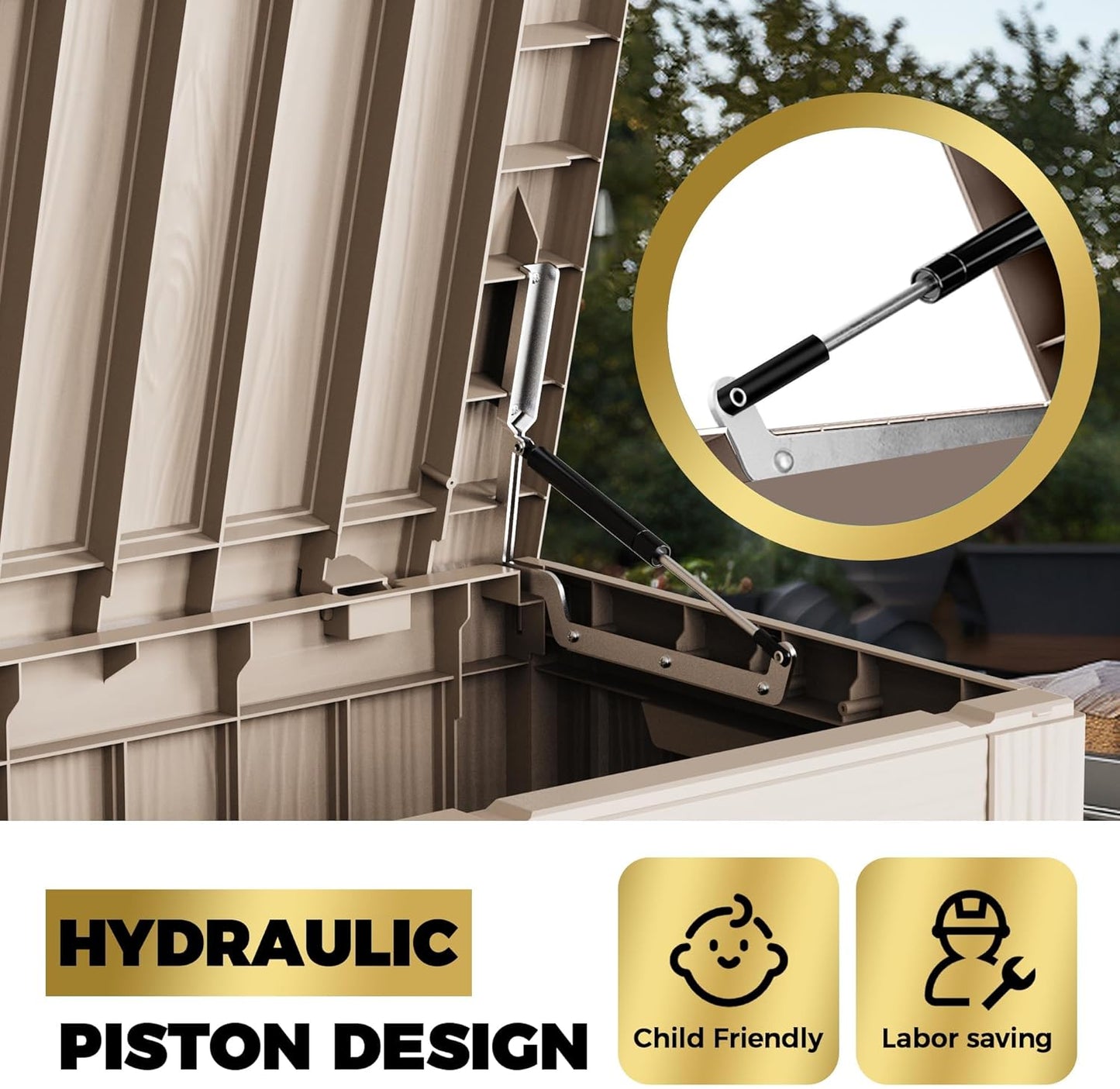 80 Gallon Lockable Resin Deck Box, Waterproof & UV-Resistant Outdoor Storage Box for Outdoor Cushion Storage, Garden Tools & Pool Accessories Storage, Gray