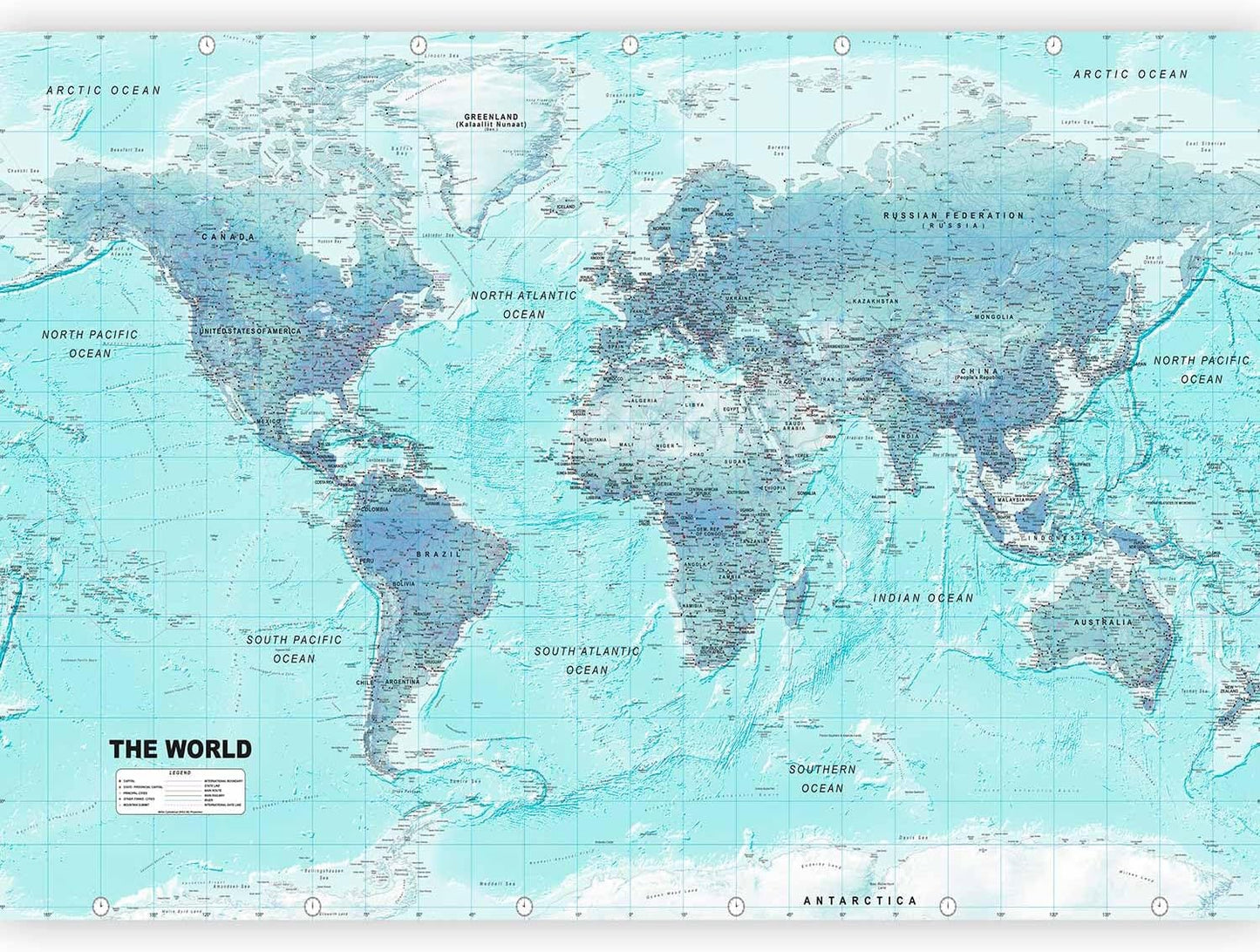 artgeist Premium Wall Mural World Map 98x69 in - XXL Non-Woven Wallpaper Fleece Wall Decor Photo Print Picture Image Design Home Map of The World k-A-0091-a-b