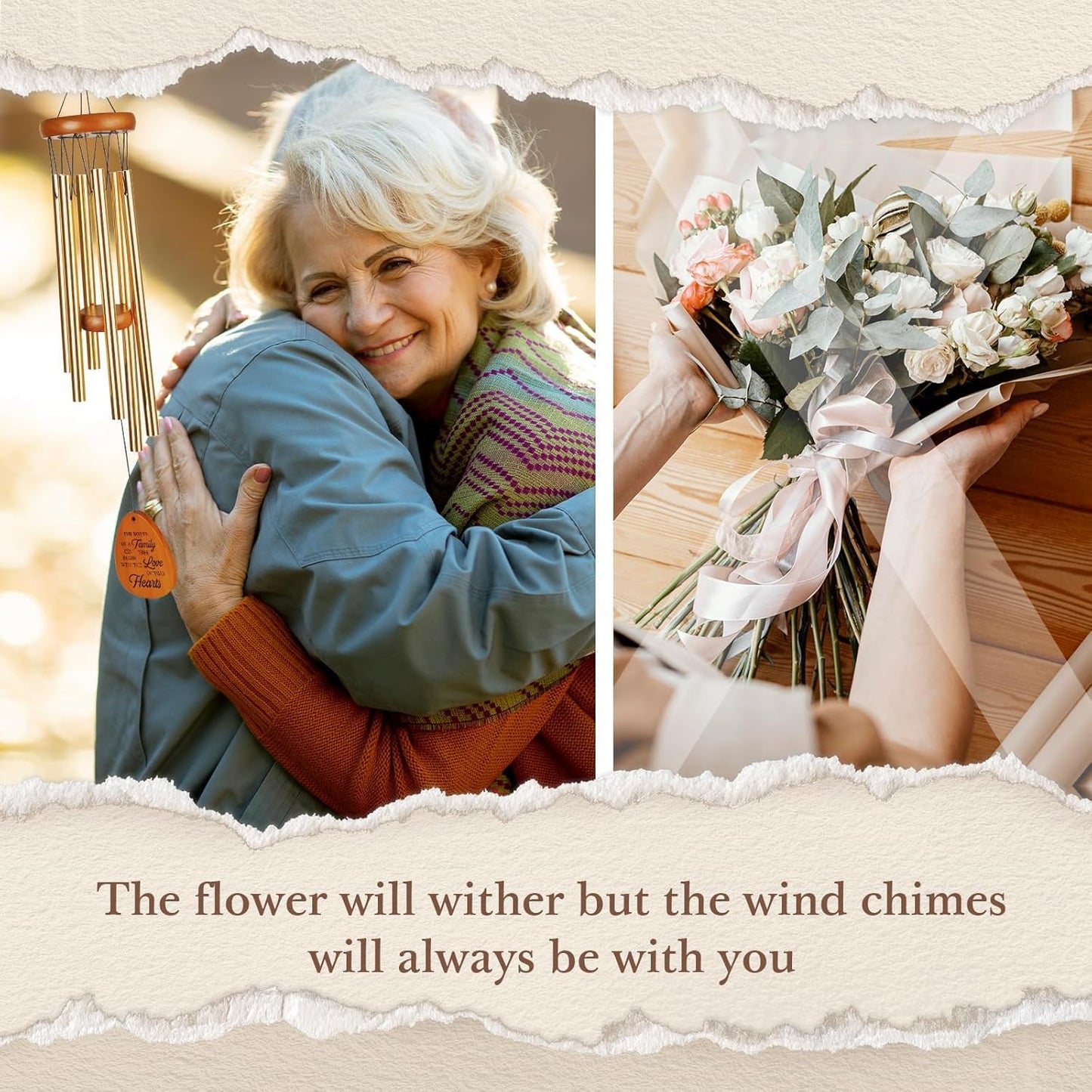 50th Wedding Anniversary Wind Chime, Happy 50th Anniversary Romantic Gifts for Couple, Parents, Wife, Husband, Friends, Golden Anniversarys Keepsake Gifts Ideas