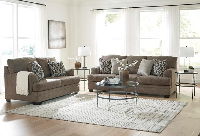 Signature Design by Ashley Stonemeade Casual Sofa with 4 Toss Pillows, Dark Brown