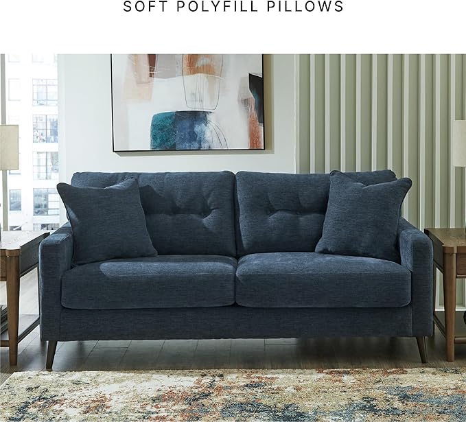Signature Design by Ashley Bixler Classic Tufted Sofa with Removable Cushions, Blue