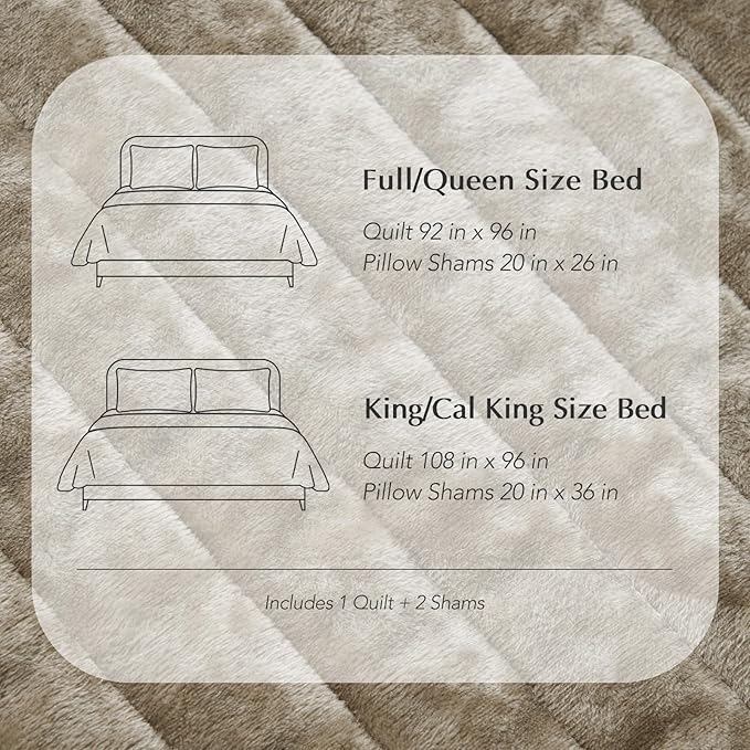 EVERGRACE Velvet Quilt Set King Size, Luxurious Soft Striped Channel Bedding Set, Lightweight Velvet Comforter for All Season, Oversized Bedspread Coverlet with 2 Matching Shams, Sand Dune
