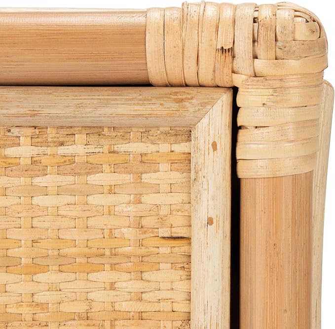 SAFAVIEH Home Collection – Roya Natural Nightstand with Drawer & Shelf, Coastal Accent Table, Bamboo-Style Frame & Rattan Drawer (NST4005A)