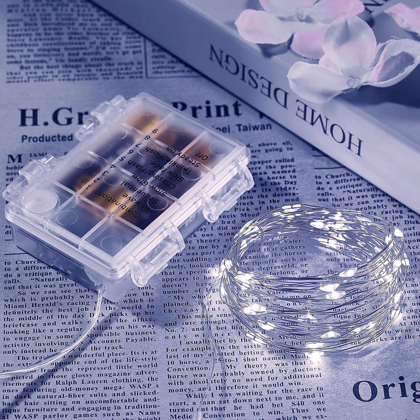 4 Pack 65.6 Ft. Battery Operated Outdoor String Lights with Remote & Timer, LED Cool Whit Fairy Lights, Waterproof Twinkle Lights for Bedroom, Dorm, Mason Jar, Wedding, Party, Christmas