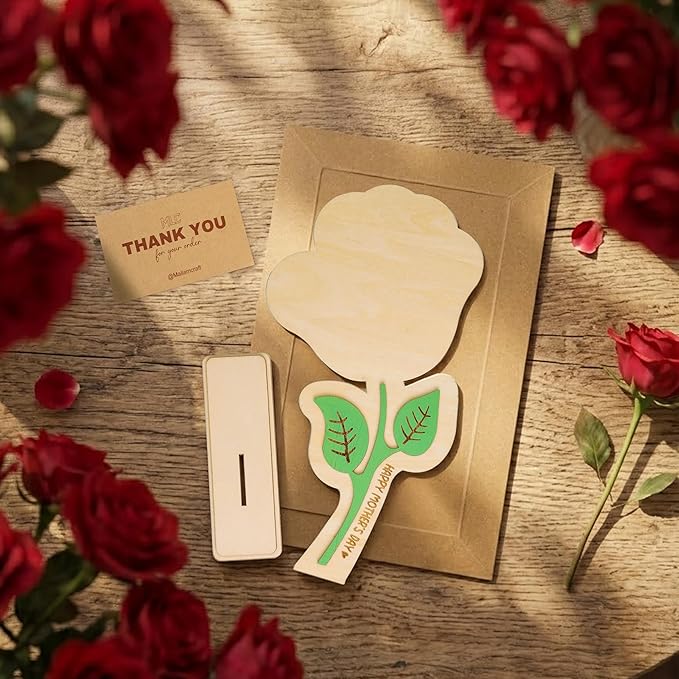 Happy Mother's Day Handprint Craft, DIY Wooden Rose Flower Bouquet, Mothers Day Gifts for Mom from Kids Daughter, for Grandma from Grandkids, Best Mom Ever Gifts, Family Keepsake Art