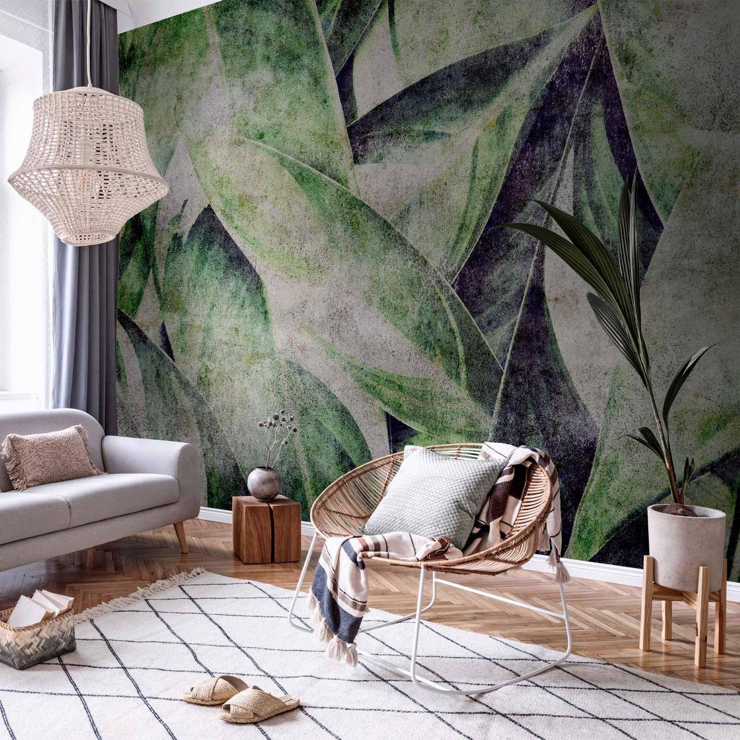 artgeist Wall Mural Tropical Leaves 116x83 in - XXL Peel and Stick Self-Adhesive Wallpaper Removable Large Sticker Foil Wall Decor Print Picture Image Design Jungle Nature Botanical b-C-0844-a-a