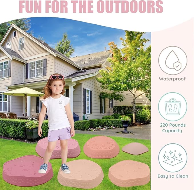 Fanboxk Stepping Stones for Kids,Non-Slip Toddler Sensory Stepping Stones for Promoting Toddler Balance Coordination Skills,Obstacle Courses Sensory Toys Outdoor or Indoor Play for Kids Age 3-8