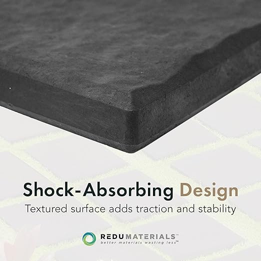 TierraVerde 10-Pack 12”x12” Fake Stomp Rubber Stepping Stones, Square, Black – Reversible Non-Slip Outdoor Faux Decorative Set for Landscaping – DIY Decor for Walkways & Yard Pathways