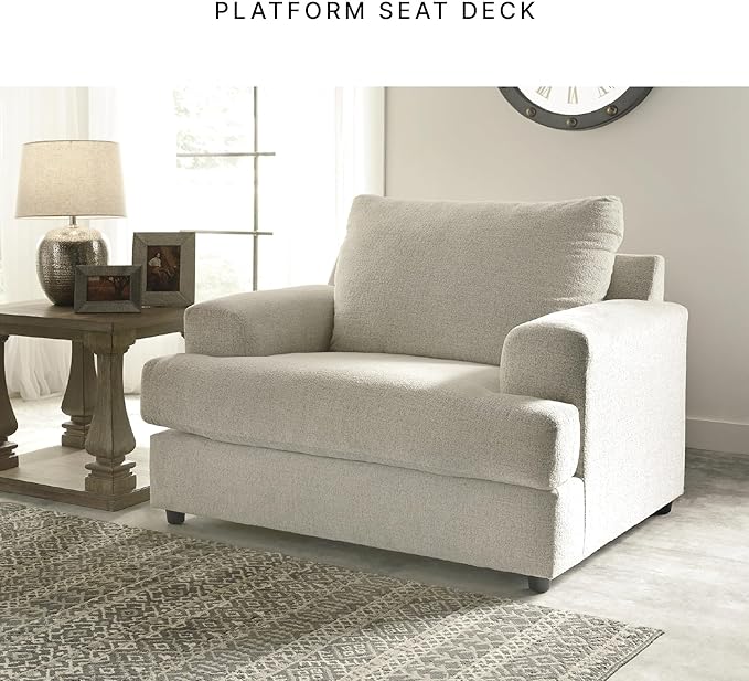 Signature Design by Ashley Soletren Contemporary Chenille Chair and a Half, Off-White