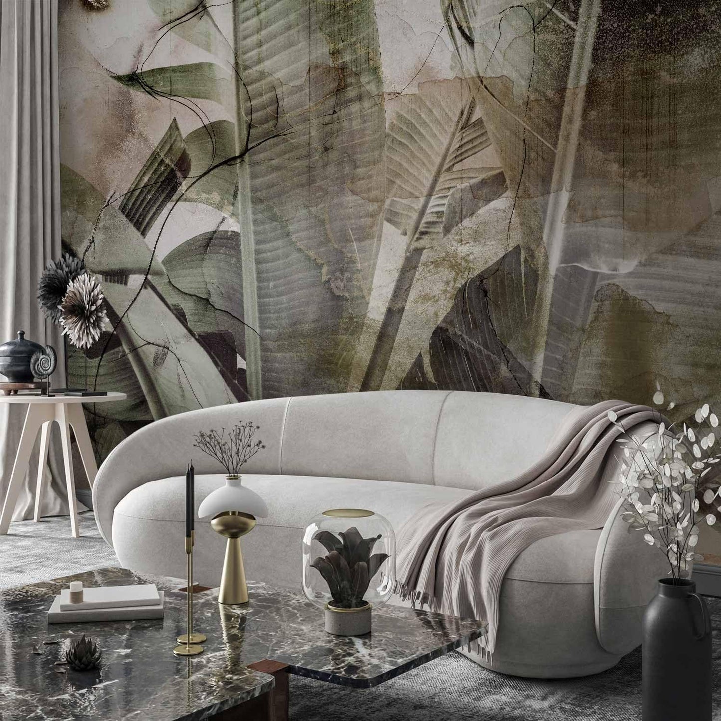 artgeist Wall Mural Tropical Leaves 96x69 in - XXL Peel and Stick Self-Adhesive Wallpaper Removable Large Sticker Foil Wall Decor Print Picture Design Plant Jungle Nature Like Painted b-C-0776-a-a