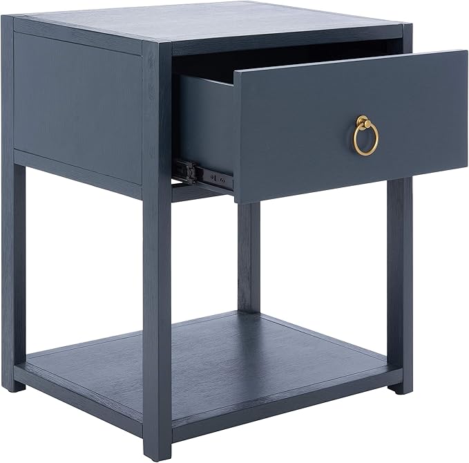 SAFAVIEH Home Collection – Yudi Navy Nightstand with Drawer & Shelf, Contemporary Accent Storage Table, Fully Assembled (NST9201A)